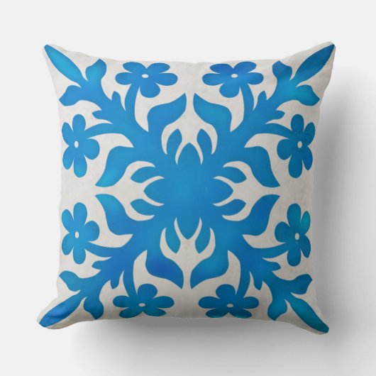 ハワイアンモダンキルト枕-プルメリアヴィンテージ クッション (正面)