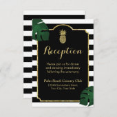 ハワイアンモダン金ゴールドパイナップル結婚式の披露宴 エンクロージャーカード (正面/裏面)