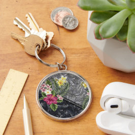 ハワイアンモンステラタパアンドハイビスカス キーホルダー