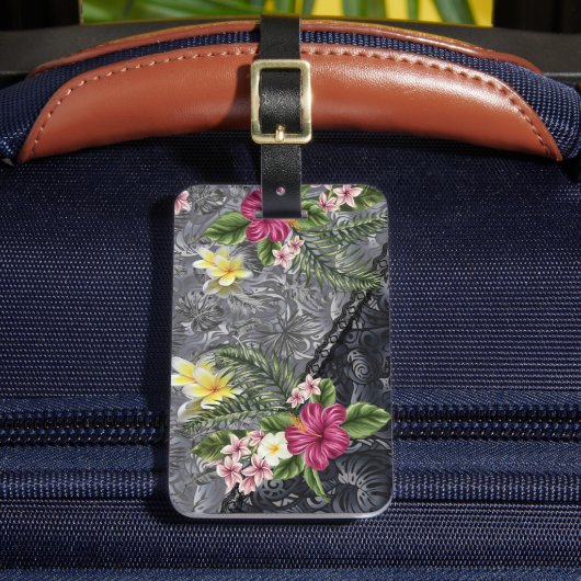 ハワイアンモンステラタパアンドハイビスカス ラゲッジタグ (正面インサイチュ2)