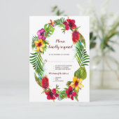 ハワイアンラディアントトロピカルフローラリースRSVP 出欠カード (スタンド正面)