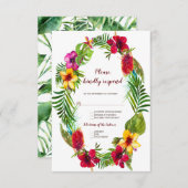 ハワイアンラディアントトロピカルフローラリースRSVP 出欠カード (正面/裏面)