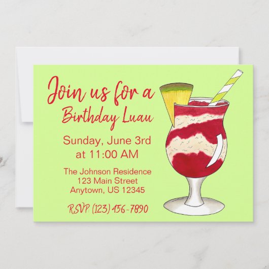 ハワイアンラバフローカクテルルアウ(ハワイ式宴会)アイランドパーティー 招待状 (正面)