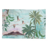 ハワイアンランドスケープFlamingo水彩模様 枕カバー (裏面)