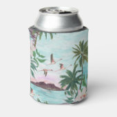 ハワイアンランドスケープFlamingo水彩模様 缶クーラー (缶裏面)