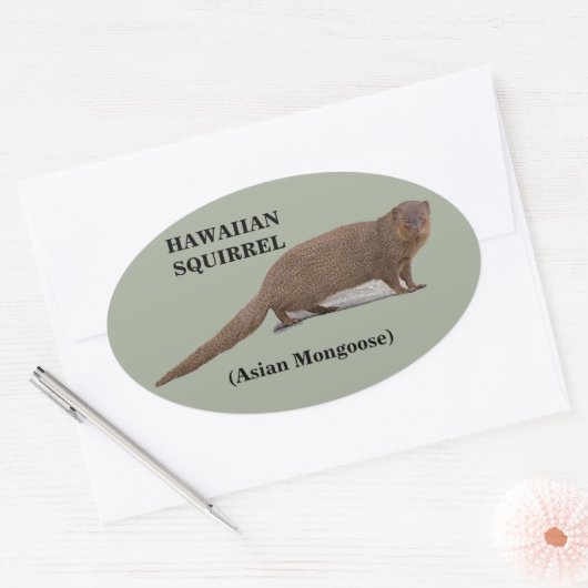 ハワイアンリス(アジアのマングース)楕円ステッカー 楕円形シール (封筒)