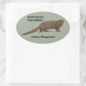 ハワイアンリス(アジアのマングース)楕円ステッカー 楕円形シール (バッグ)