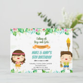 ハワイアンリゾート 夏の合同誕生日パーティー招待状 招待状 (スタンド正面)