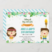 ハワイアンリゾート 夏の合同誕生日パーティー招待状 招待状 (正面/裏面)