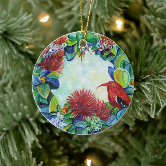 ハワイアンリースイウィバードレフアメレカリキマカ セラミックオーナメント (ツリー)