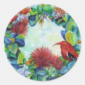 ハワイアンリースメレカリキマカクリスマス ラウンドシール (正面)