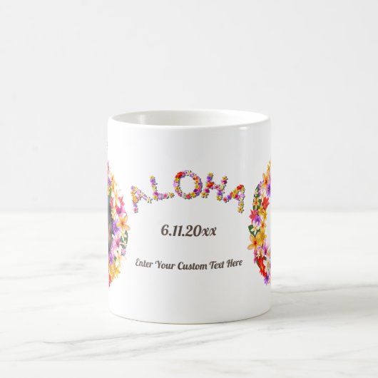 ハワイアンリース2個のカスタムポートレート コーヒーマグカップ (中央)