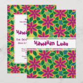 ハワイアンルアウトロピカルフラワーパーティー 招待状 (正面/裏面)