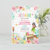 ハワイアンルアウトロピカルプールビーチパーティーバースデー 招待状 (スタンド正面)