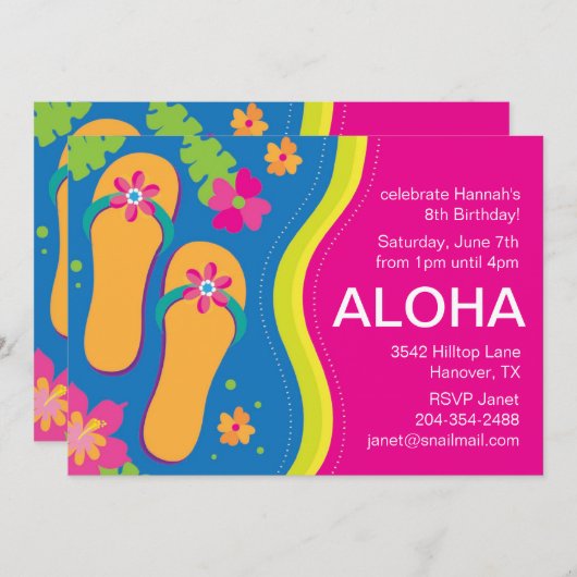 ハワイアンルアウパーティー招待状 招待状 (正面/裏面)