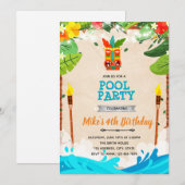 ハワイアンルアウプールパーティーの招待状 招待状 (正面/裏面)