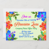 ハワイアンルアウホリデーパーティー ハイビスカスとホリー 招待状 (正面)