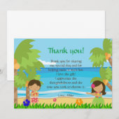 ハワイアンルアウ子供の誕生日感謝カード サンキューカード (正面/裏面)