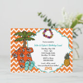 ハワイアンルアウ誕生日パーティー招待状（男女兼用） 招待状 (スタンド正面)