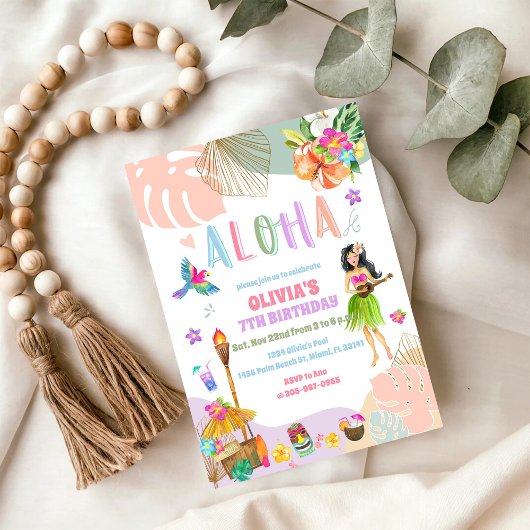 ハワイアンルアウ誕生日招待状 招待状