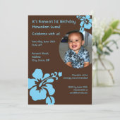ハワイアンルアウ(ハワイ式宴会)カスタムフォト誕生日招待状 招待状 (スタンド正面)