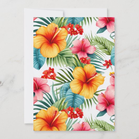 ハワイアンルアウ（ハワイ式宴会）カラフルブライダルシャワー 招待状 (裏面)