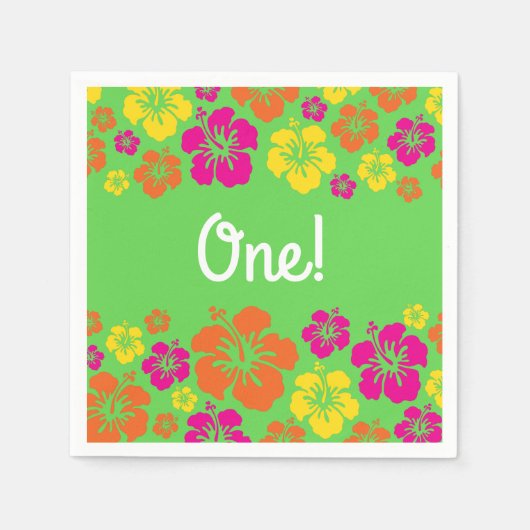 ハワイアンルアウ(ハワイ式宴会)キッズバースデーパーティー スタンダードカクテルナプキン (正面)