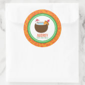 ハワイアンルアウ(ハワイ式宴会)ココナッツ誕生日ベビーシャワー ラウンドシール (バッグ)