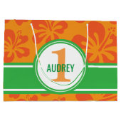 ハワイアンルアウ（ハワイ式宴会）ココナッツ誕生日ベビーシャワー ラージペーパーバッグ (裏面)