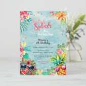 ハワイアンルアウ(ハワイ式宴会)サマープール誕生日パーティー 招待状 (スタンド正面)