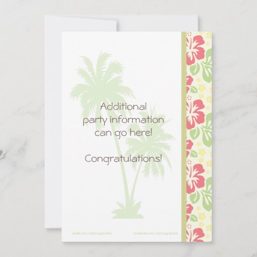 ハワイアンルアウ（ハワイ式宴会）スウィート16バースデーパーティーの招待 招待状 (裏面)