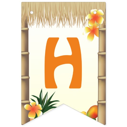 ハワイアンルアウ（ハワイ式宴会）ティキハットトロピカルバースデーパーティー バンティングフラッグ (第2の旗)