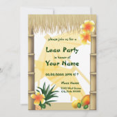 ハワイアンルアウ（ハワイ式宴会）ティキハットトロピカルパーティの招待状 招待状 (正面)