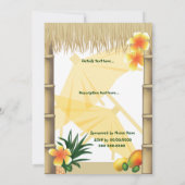 ハワイアンルアウ(ハワイ式宴会)ティキハットトロピカル誕生日 招待状 (裏面)