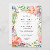 ハワイアンルアウ(ハワイ式宴会)トロピカルアイランド結婚フローラ 招待状 (正面)