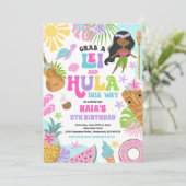 ハワイアンルアウ(ハワイ式宴会)トロピカルサマープールバースデーパーティー 招待状 (スタンド正面)