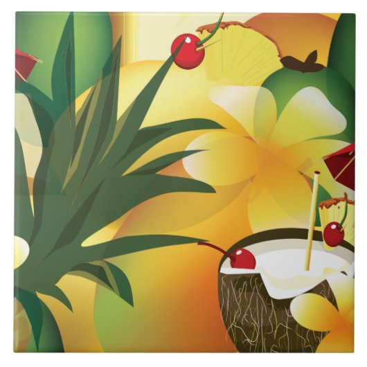 ハワイアンルアウ(ハワイ式宴会)トロピカルティキバーラージタイル タイル (正面)