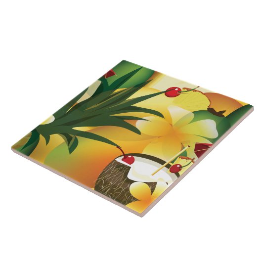 ハワイアンルアウ（ハワイ式宴会）トロピカルティキバーラージタイル タイル (側面)