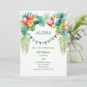 ハワイアンルアウ（ハワイ式宴会）トロピカルバースデーパーティーへの招待 招待状 (スタンド正面)