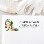 ハワイアンルアウ（ハワイ式宴会）トロピカル結婚差出人住所 ラベル (インサイチュ)