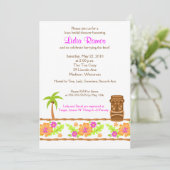 ハワイアンルアウ(ハワイ式宴会)トロピカル5x7ブライダルシャワー招待状 招待状 (スタンド正面)