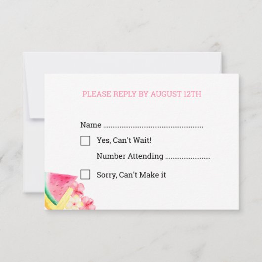 ハワイアンルアウ（ハワイ式宴会）トロピッ葉カルアイスロリーウォーター色 出欠カード (裏面)