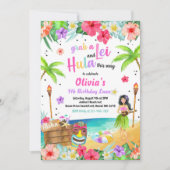 ハワイアンルアウ（ハワイ式宴会）バースデーパーティトロピカル誕生日 招待状 (正面)