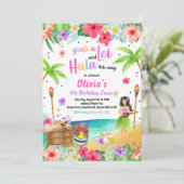 ハワイアンルアウ（ハワイ式宴会）バースデーパーティトロピカル誕生日 招待状 (スタンド正面)