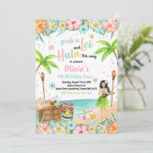 ハワイアンルアウ（ハワイ式宴会）バースデーパーティトロピカル誕生日 招待状 (スタンド正面)