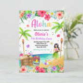 ハワイアンルアウ（ハワイ式宴会）バースデーパーティトロピカル誕生日 招待状 (スタンド正面)