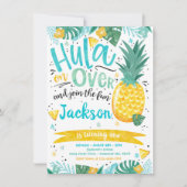 ハワイアンルアウ（ハワイ式宴会）バースデーパーティーパイナップルルアウ（ハワイ式宴会）プール 招待状 (正面)