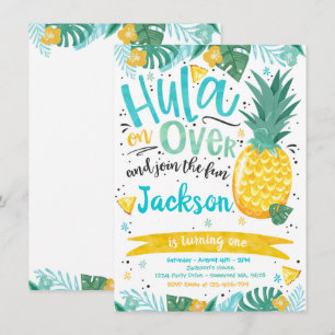 ハワイアンルアウ（ハワイ式宴会）バースデーパーティーパイナップルルアウ（ハワイ式宴会）プール 招待状