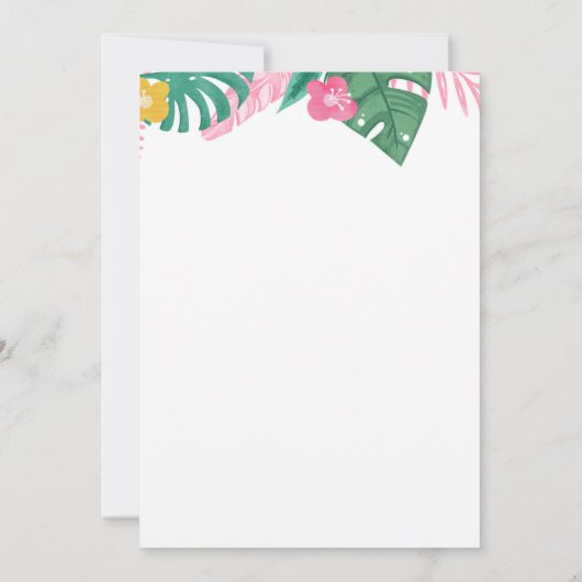 ハワイアンルアウ(ハワイ式宴会)バースデーパーティーパイナップルルアウ(ハワイ式宴会)プール 招待状 (裏面)