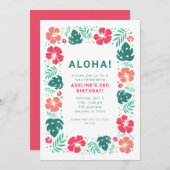 ハワイアンルアウ（ハワイ式宴会）バースデーパーティ招待状  招待状 (正面/裏面)